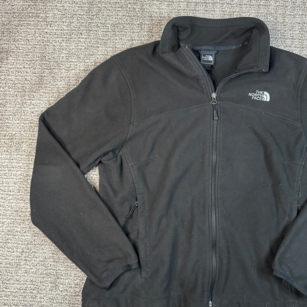 The North Face Womens XL TKA 100 Full Zip Fleece Jacket Black Mock Neck Outdoor - Picture 2 of 8